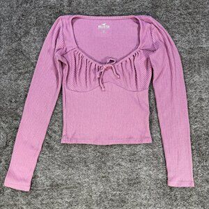 Hollister Must Have Collection Cropped Ribbed Long Sleeve Sz S